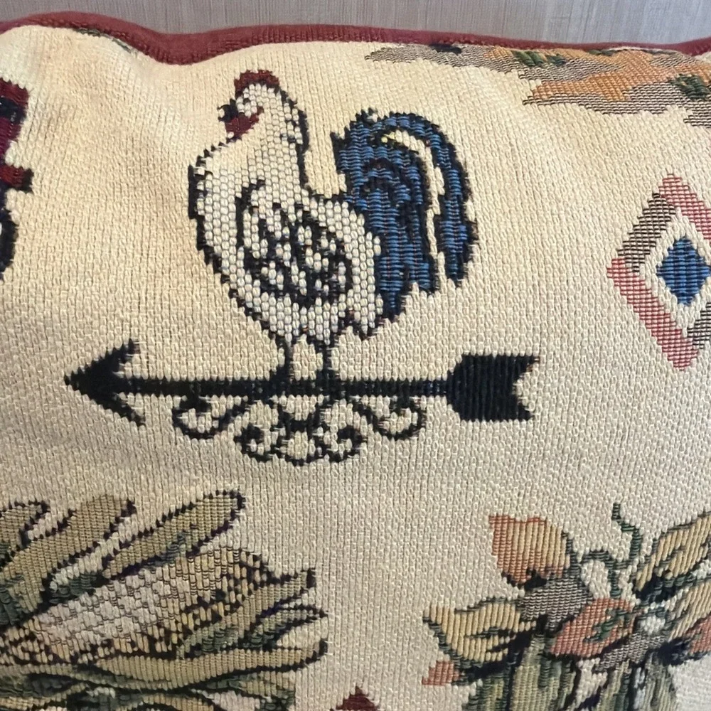 Vtg Farm Scene‎ Tapestry Pillow 15